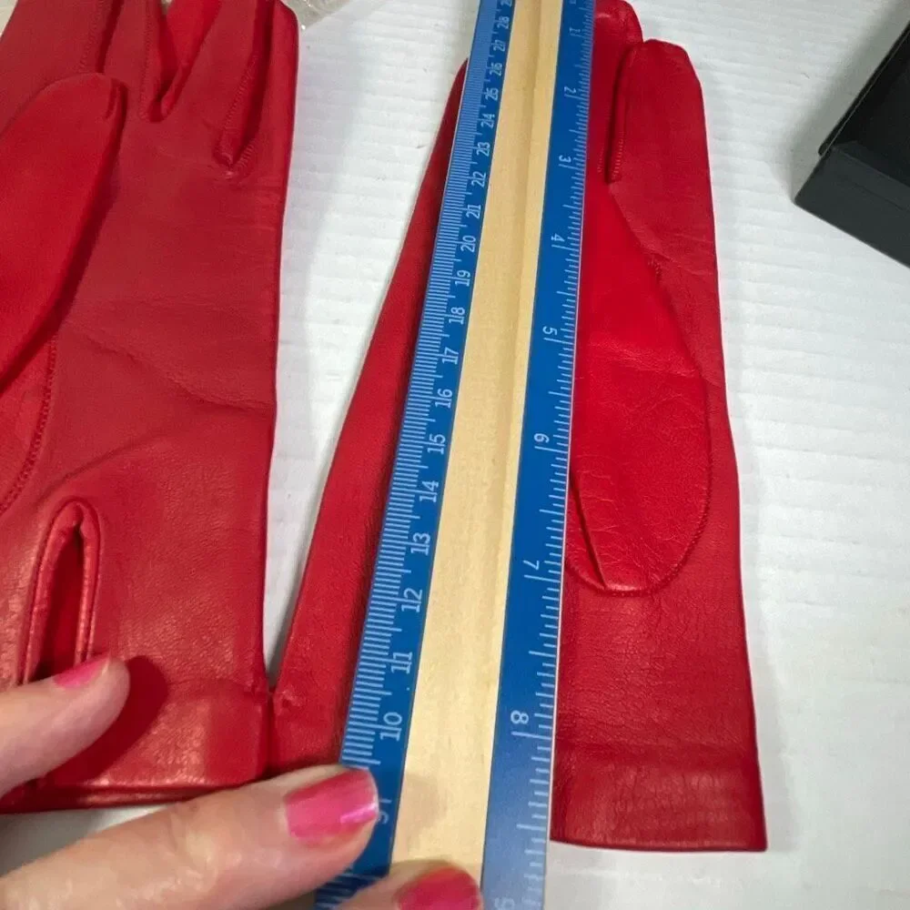 VTG Red leather gloves Madrid Manuel Pascual Moran glove maker